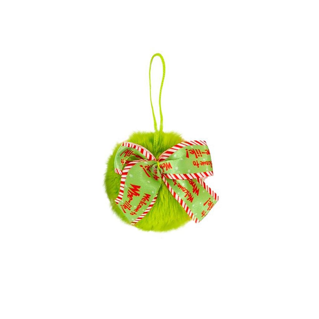 Christmas Bow Plush Ball Pendant, 8cm Festive Party Ball Decoration, Plush Ball Decorative Pendant, Christmas Tree Decorative Pendant.