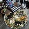 Cats Flowers Round Area Rug,Carpet Rug for Living Room Bedroom Sofa Playroom Decor,Non-slip Floor Mat