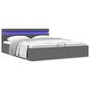 Storage Bed Frame with LED Faux Leather 160x200 Cm