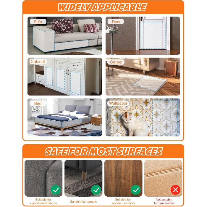 20-Pack Cat Scratch Furniture Couch Protector - Large Size 17x12inch Sofa Protectors Tape from Anti Cats Claws Scratching , Chair Corner Guards Cover