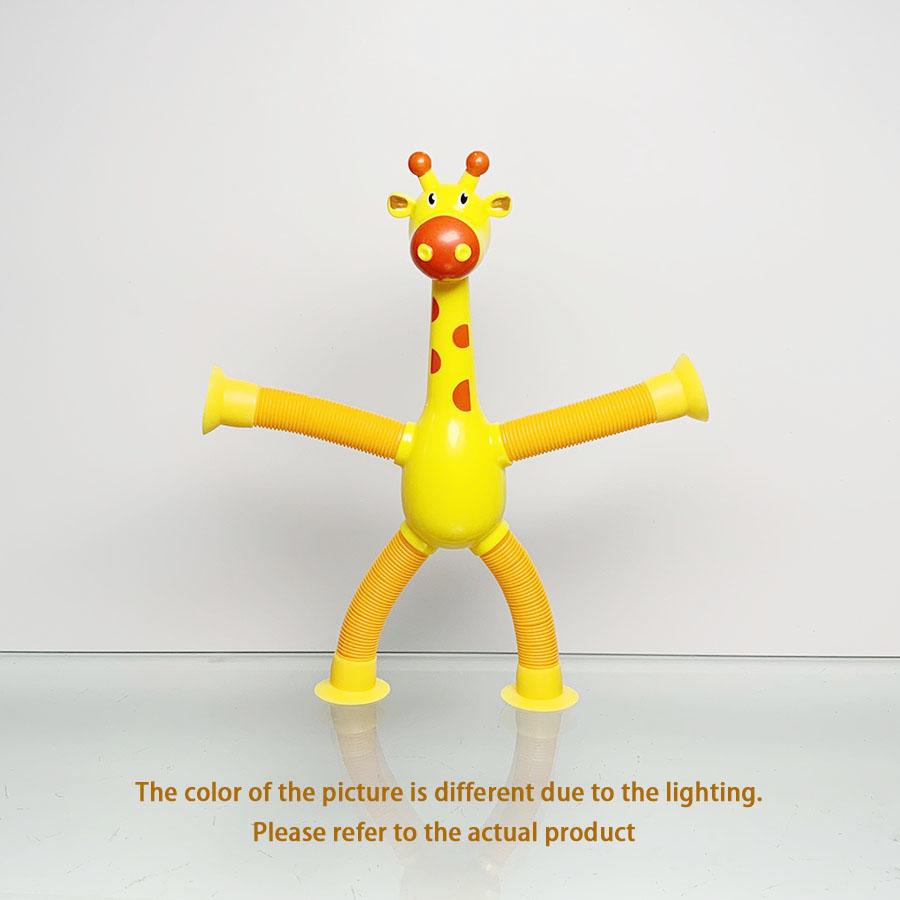 Suction cup giraffe robot telescopic toy with versatile light, elongated tube, children's cartoon creative puzzle toy