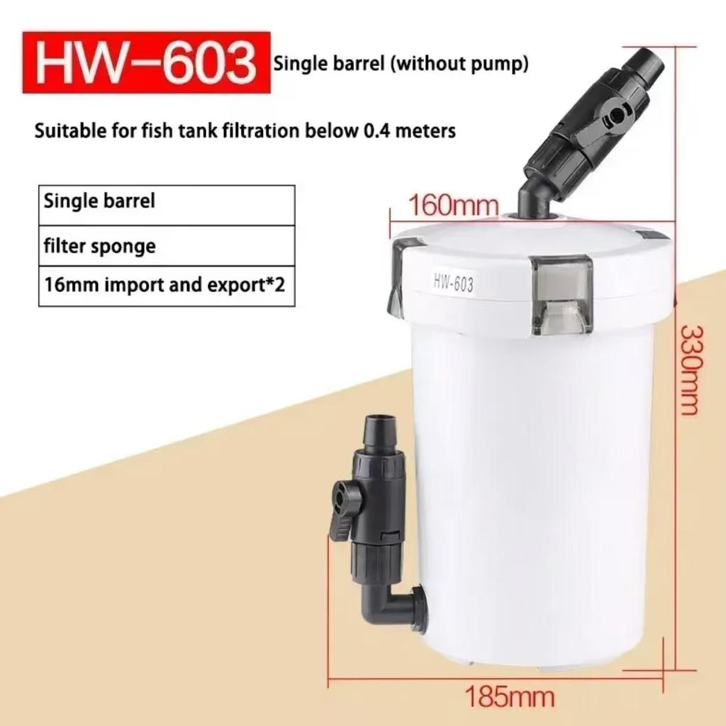 Aquarium Filter Ultra-quiet External Aquarium Water Pump Filter Barrel Fish Tank Filtro Aquario 110V-220V / HW-602 / HW-603