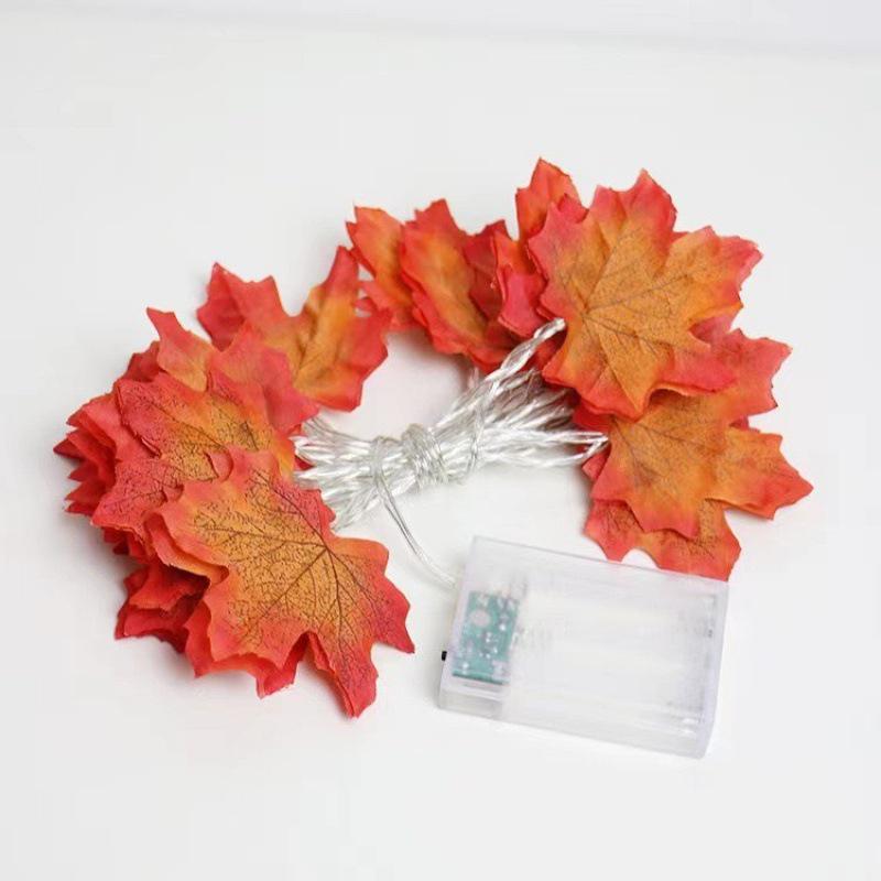 LED Halloween Maple Leaf & Pumpkin String Lights, Outdoor Festival & Christmas Decoration Fairy Lights
