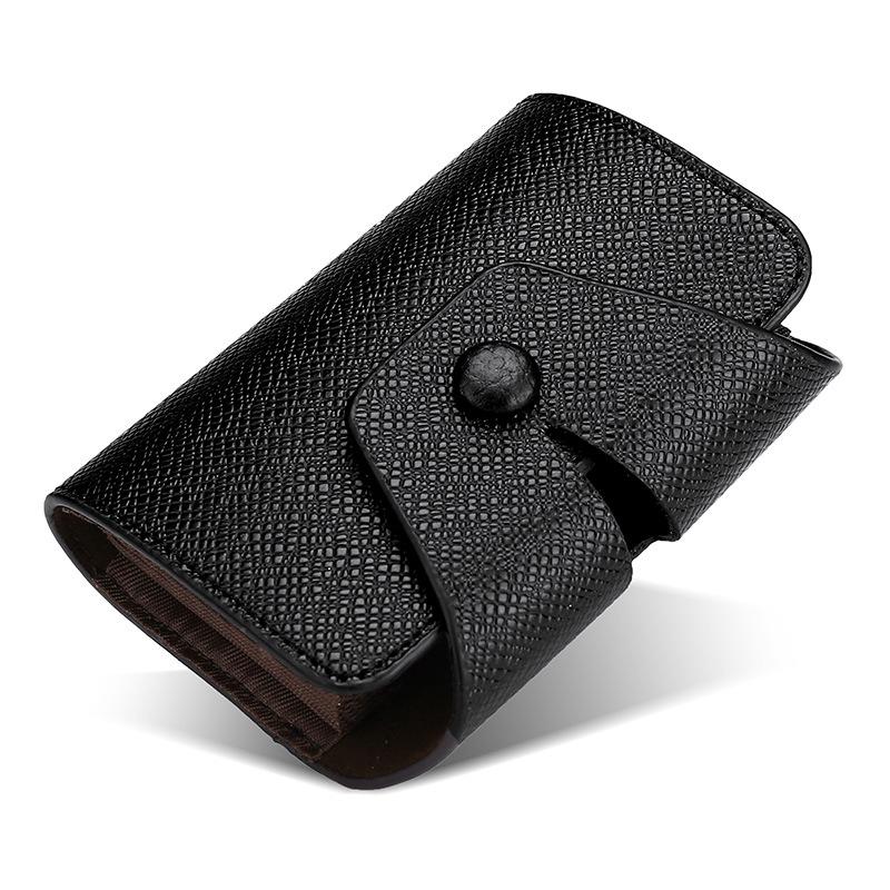 Stylish Multi-functional Cross-Grain Card Holder with Buckle for Coins and IDs