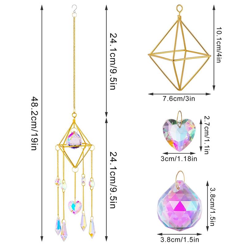 Garden Wind Chimes Colorful Prisms Windows Decor Garden Wind Chimes With Chain Pendant For Wedding Decorations