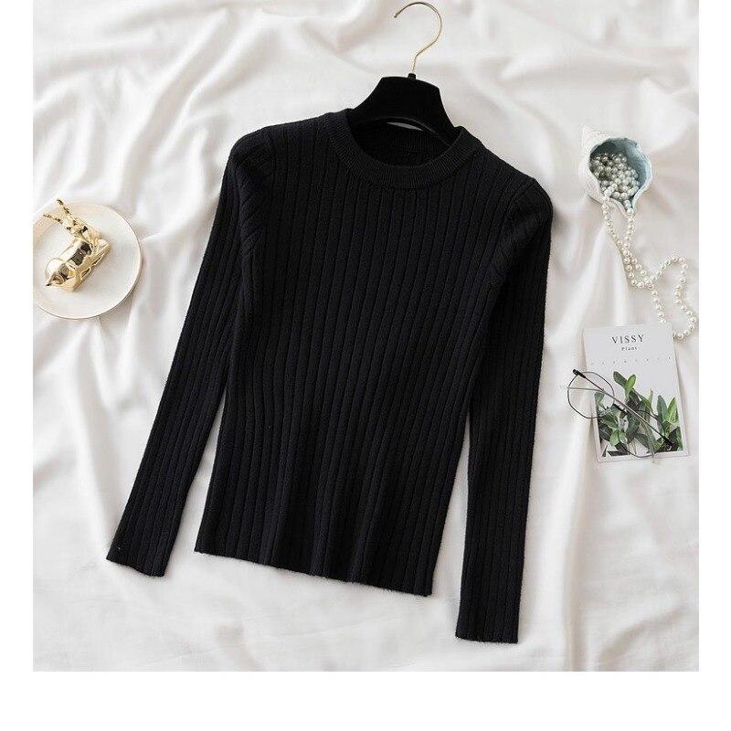 Herbst Oansatz Gestrickte Lange Hülse Frauen Pullover 2023 Mode Koreanische Dünne Strickwaren Winter Casual Gestreiften Tops Jumper 28713