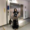 Retro Leopard Print Splicing Black Overalls Women's Summer Thin Jazz Dancing Quick-drying Sports Trousers