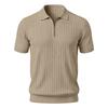 Men's Summer Short Sleeve Polo Shirt Ribbed Knit Half Zip Collar Casual Lightweight Breathable Pullover Top for Everyday Wear