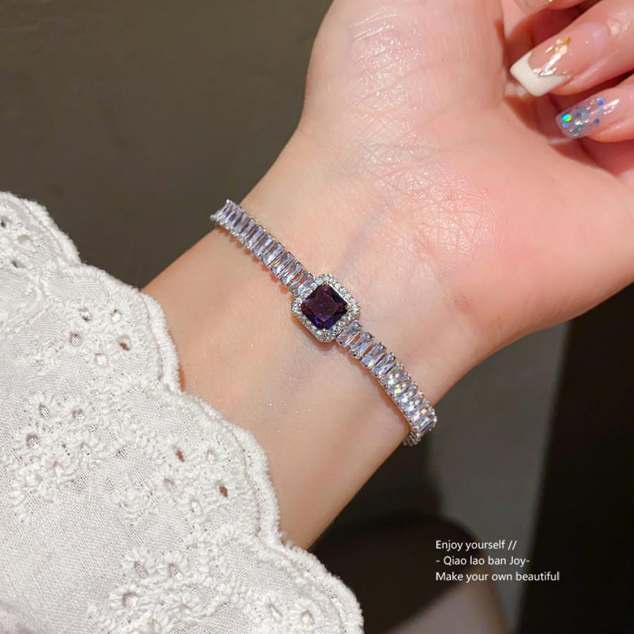 Geometric Zircon Square Pendant Adjustable Bracelet For Women Gift