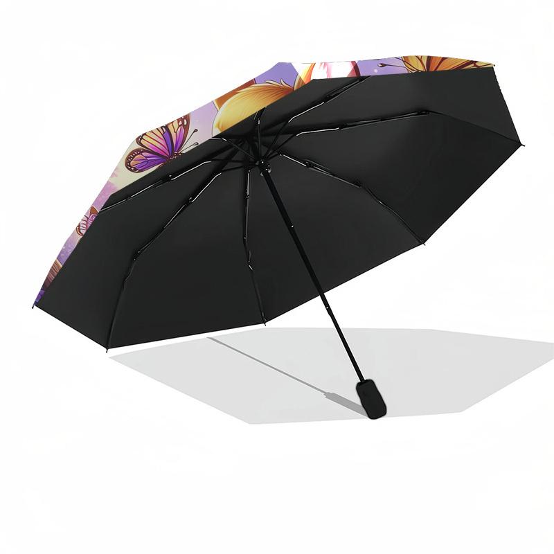 1pc Enchanted Forest with Deer and Butterflies Umbrella with Plastic Handle, Suitable for All Seasons Outdoor PT399