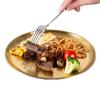 Korean Style Stainless Steel Gold Round Plate – Barbecue, Fruit, Cake, Dinner, Bone, & Shallow Dish.