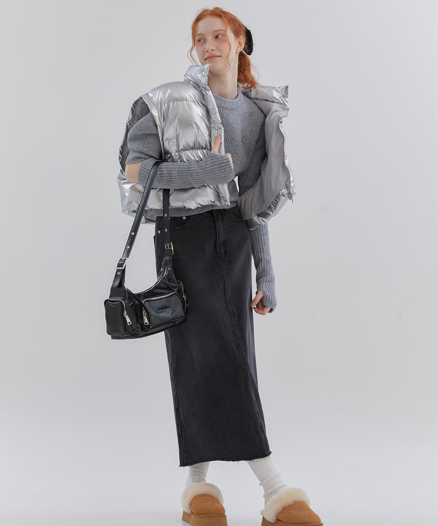 Anoetic Classic Denim Maxi Long Skirt_Dark Gray