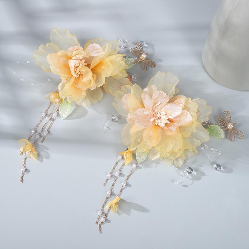 Flower Hair Clips Forks Chinese Hanfu Hair Accessories for Women Hairpin Fork Handmade Vintage Wedding Hair Jewelry Retro Crowns for Girl and Women