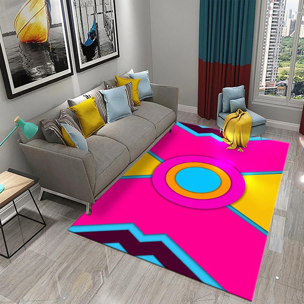 Colorful Lines Circle Geometry Texture Carpet for Bathroom Kitchen Entrance Doormats Anti-slip Rugs Bedroom Decor Floor Carpet