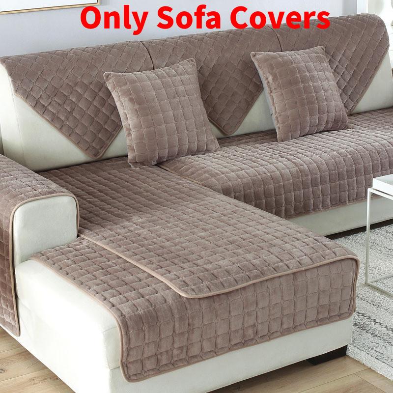 Color Plush Solid Sofa Covers Cushion Universal Slipcover Four Winter Seasons