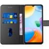 Coque Portefeuille pour Xiaomi Redmi 10C Protection Effet Cuir Anti-Rayures Noir