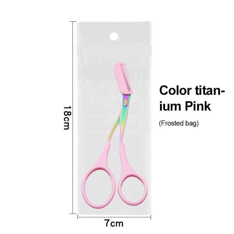 Eyebrow Trimmer Scissor With Comb Stainless Steel Scissors Eyebrow Hair Remover Clips Washable Removable Color Titanium