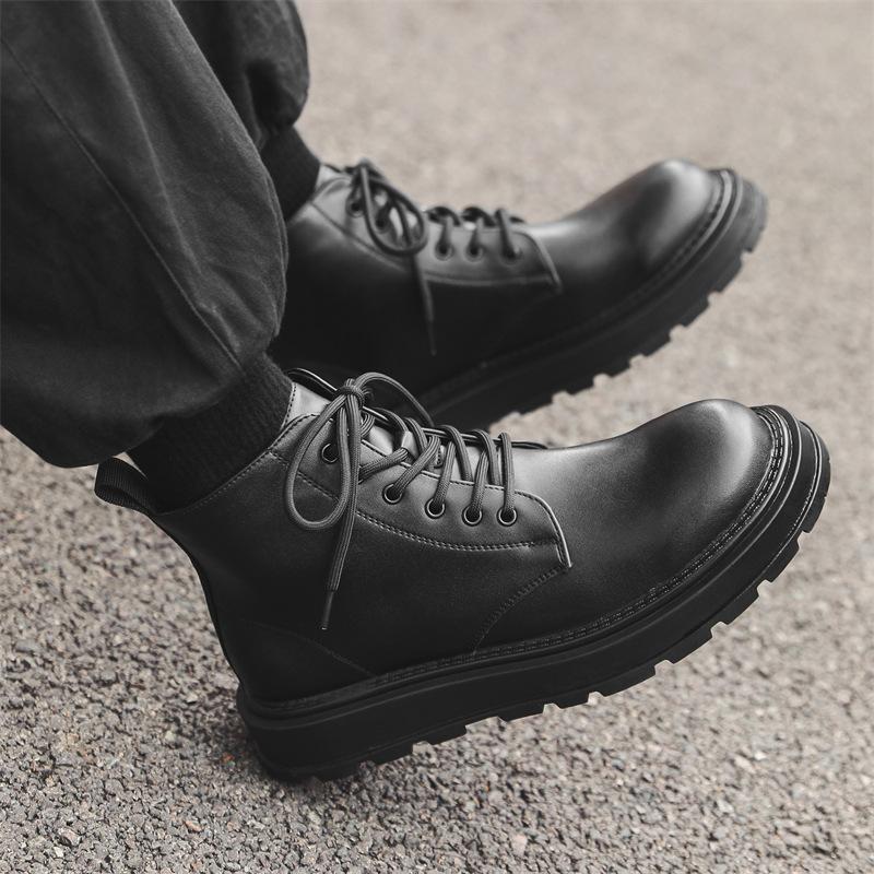 New men's Martin boots high-top thick-soled heightening British versatile casual autumn and winter velvet tooling boots 22726-J