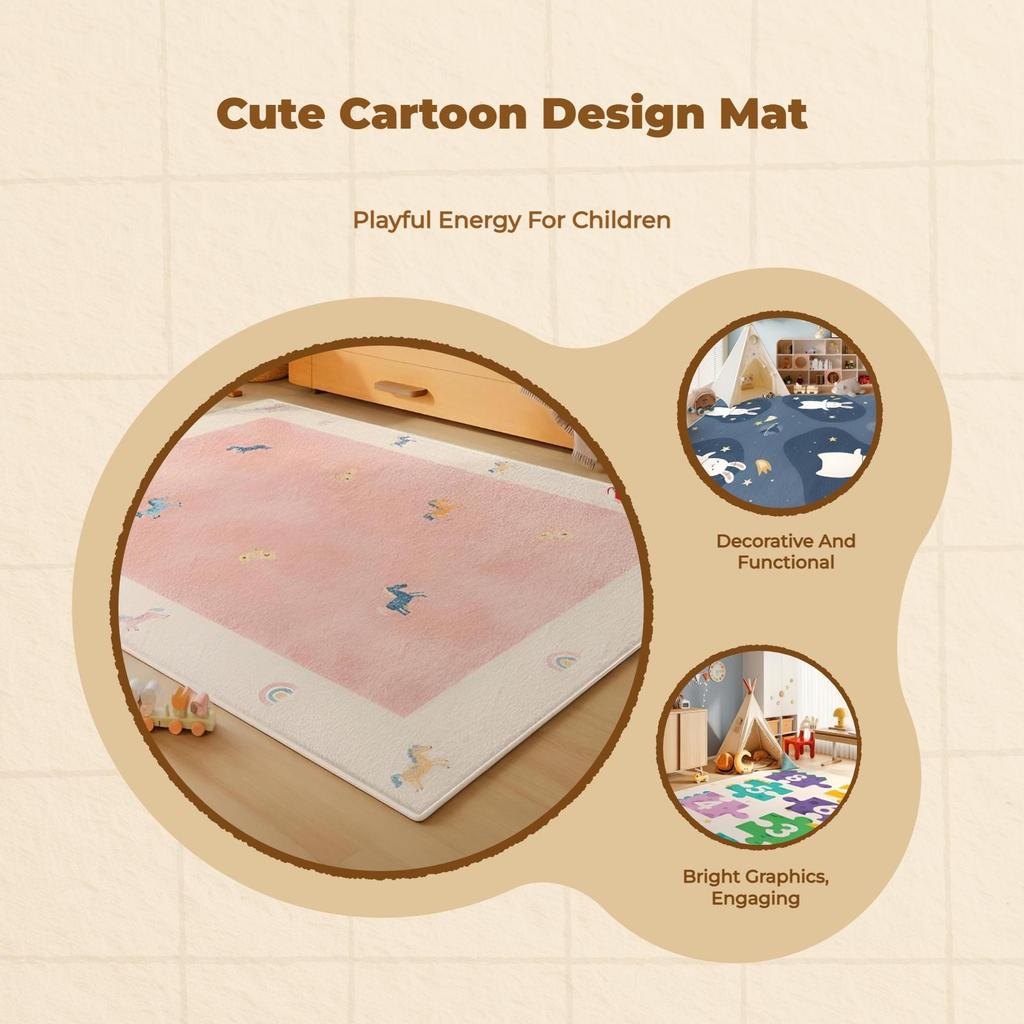 Play Mat, Kids Rug for Bedroom, Educational Crawling Cute Dopamine Design Rainbow Pony 140