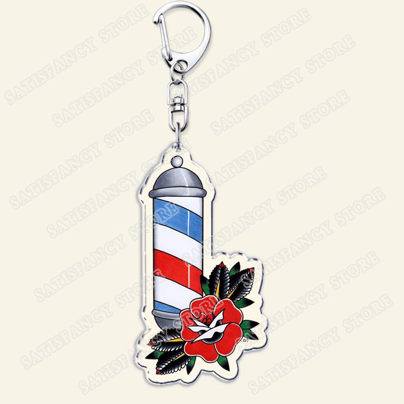 Barber Shop Keychains for Accessories Bag Barbershop Scissors Hairdresser Beard Hairstylist Keyrings Jewelry Friends Fans Gifts