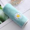Soft Absorbent Daisy Embroidery Bath Towel with Lettered Edge - For Daily Home Use and Face Washing
