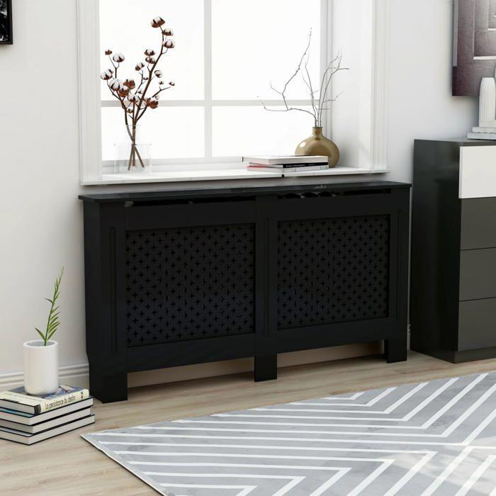 Cache-radiateur Noir - VIDAXL - 152x19x81 cm - MDF - Espace de rangement pour livres et ornements
