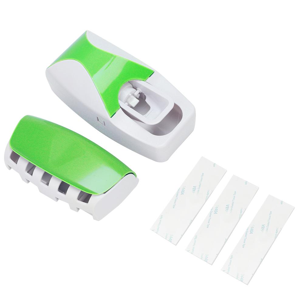 Wall Mounted Automatic Toothpaste Dispenser Squeezer Toothbrush Holder Set for Family Bathroom