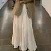 Gonna Maxi da Donna Elastico Vita Alta Orlo Fluido Gonna Lunga Colore Solido Design con Cuciture Gonna Snellente Abbigliamento Quotidiano