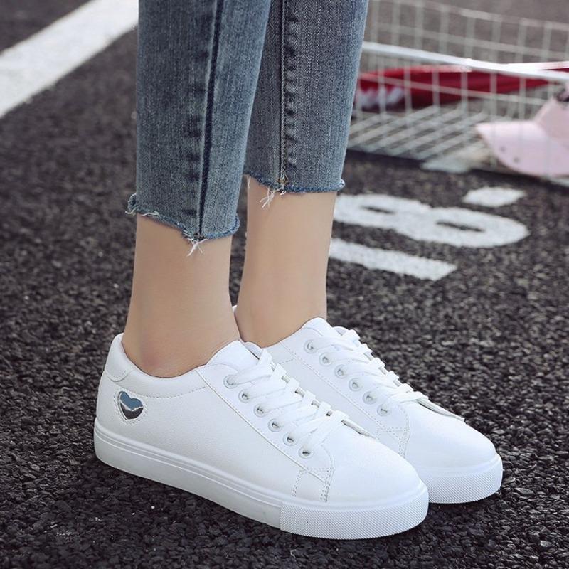 2025 Spring Summer Autumn Foreign Trade Womens Shoes Womens Board Shoes Love Casual Shoes Little White Shoe Low-top Ribbon Shoe