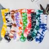 ABIF1 Long Tube Tie Dyed Hook Socks, Explosive Street Wear, Trendy and Fashionable Socks, Unisex Skateboarding, Sports, Leisure, and F
