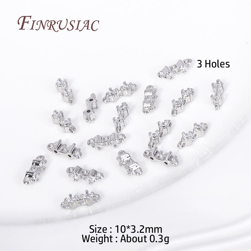 18K Gold Plated Multi-designs Zircon Flower Spacer Bars 2/3 Holes Separators for Strand Beads Jewelry Making Accessories