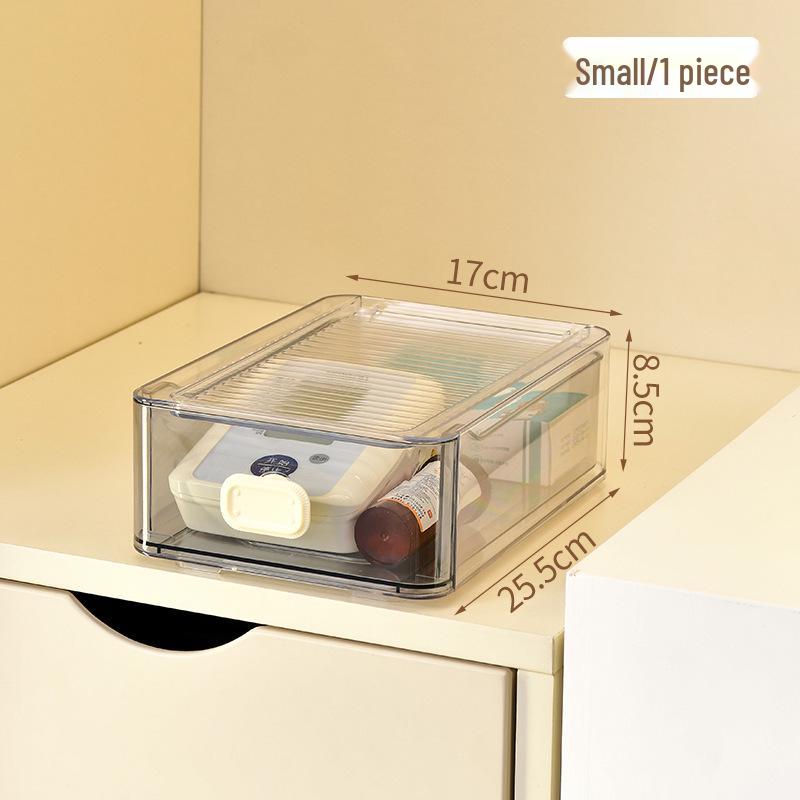 

Transparent Dustproof Stackable Medicine Storage Box - Multi-functional Large Drawer-Type for Household Use
