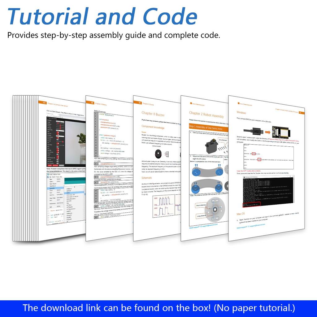 Freenove ESP32 CAM Robot Dog Kit (Includes), Dual-Core 32-Bit 240 MHz Microcontroller, Walking, Camera, Touch Sensor, Ultrasonic Ranging, Buzzer, RGB