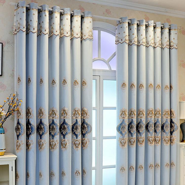 2PCS Cortinas bordadas de camada dupla de alta qualidade para quarto, cortinas blackout do chão ao teto, cortinas elegantes perfuradas para sala de estar