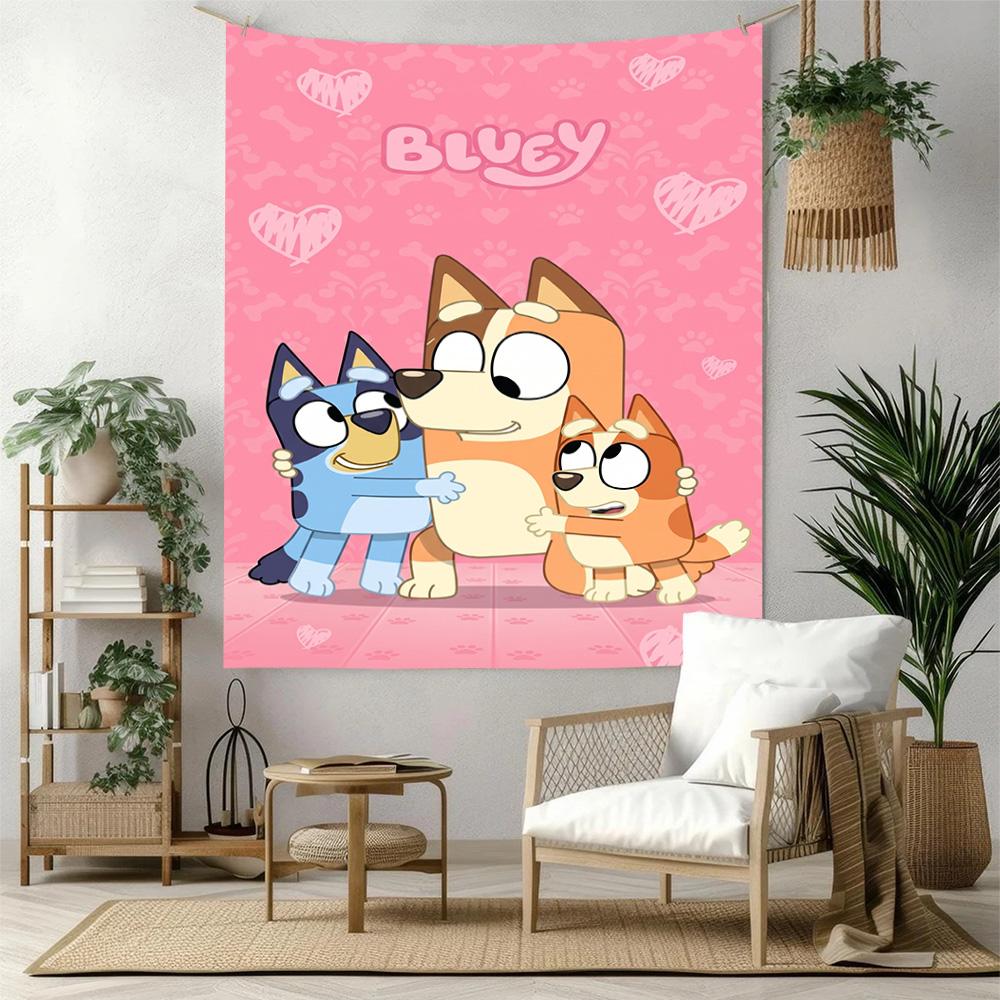 Bluey Wall Decor Tapestry Art For Pet Memorial Birthdaywedding Party Backdrop Family Gift