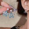 Silver Needle Diamond Pearl Flower Stud Earrings, Vacation Style Petal Design, Luxury Simple Fashion Ear Jewelry
