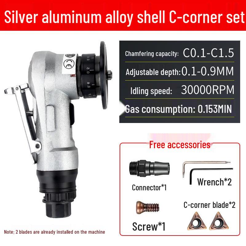 Handheld Mini Pneumatic Chamfering Machine: 45° C/R-Angle Deburring Tool for Woodworking and Metal