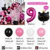 132pcs Black Cat Crown Foil Balloons Arch Kit Happy Birthday Party Decorations 32inch Digit Kids Girl Boy 1-9 Years Old Supplies