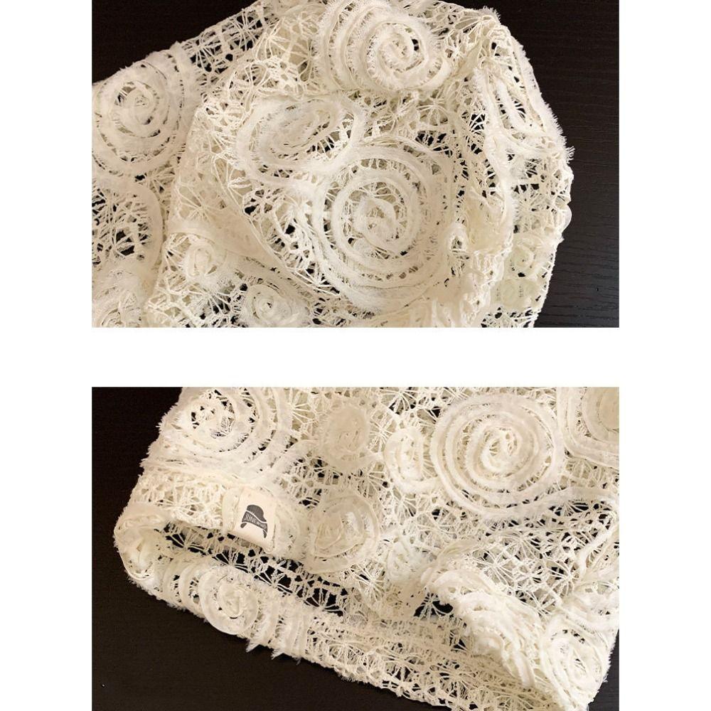 Breathable Lace Hat Embroidered Weave Knitted Cap Cute Hollow Out Flower Beanies Outdoor
