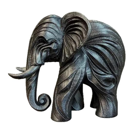 3D Printed Elephant Figurine, One-Piece Molding, Cute Simulated Elephant Model, Desktop Ornament for Home, Bookshelf Decoration