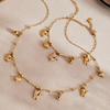 Qiong Yao Zirconia Cat Bell Pendant Necklace & Bracelet DIY Set - Stainless Steel