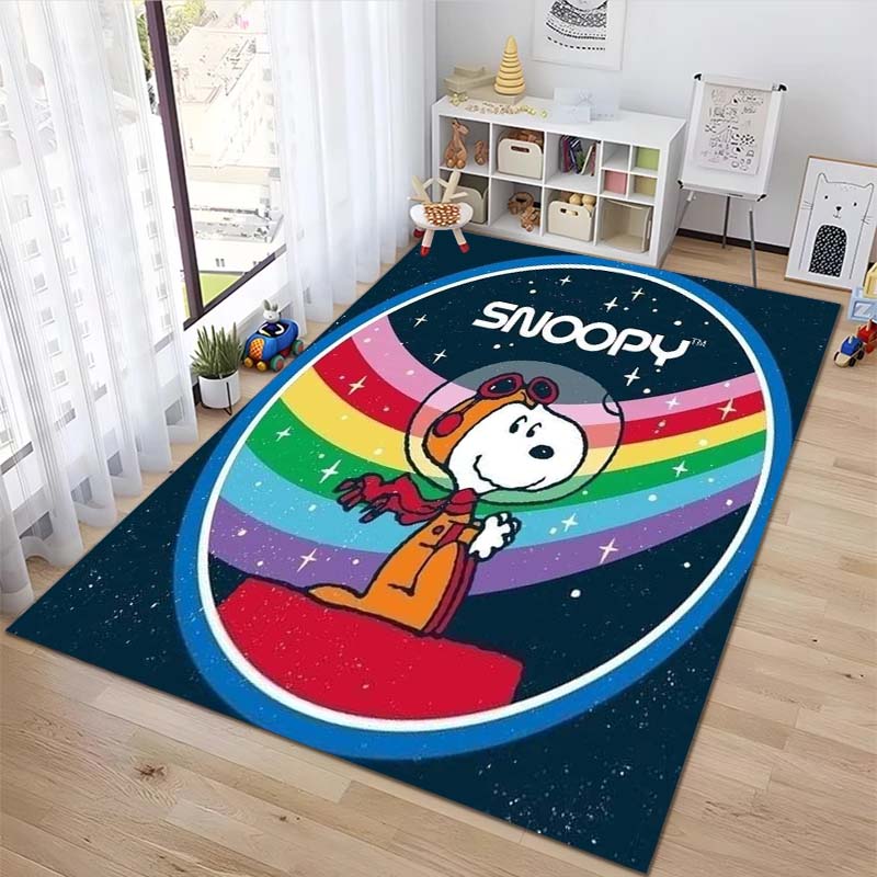 Rug with a Snoopy cartoon print, non-slip and stain-resistant, perfect for home decoration and as a gift for friends and family.