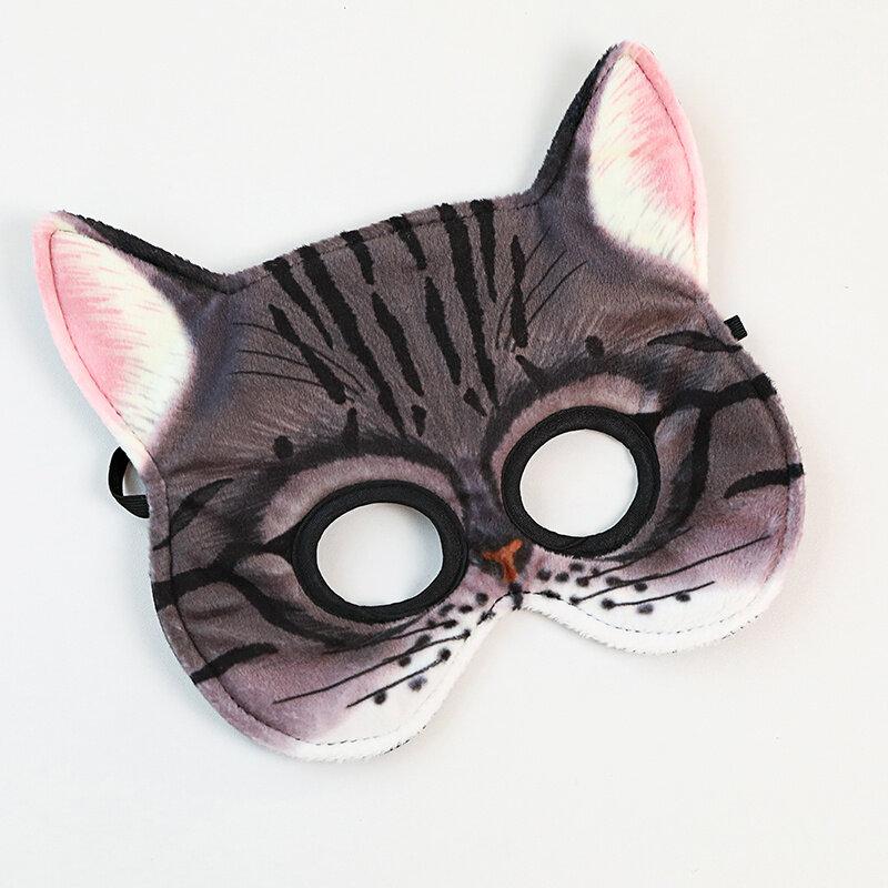 Amazon Hot Sale 3D Eagle Cat Animal Facial Plush Mask Creative Tiger Leopard Plush Animal Sleeping Eye Masks for Kids Party