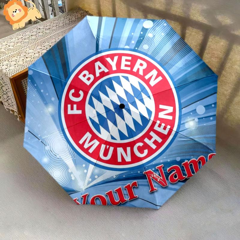 1 PC Automatic Folding Umbrella - FC Bayern Munchen Custom Name Pattern, Portable & Foldable Design with 8 Ribs, Christmas Birthday Gifts