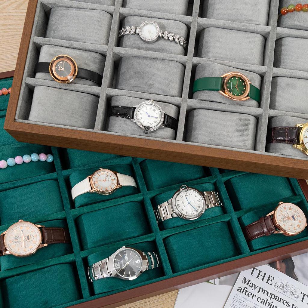 Watch Display and Storage Box with Velvet Stand