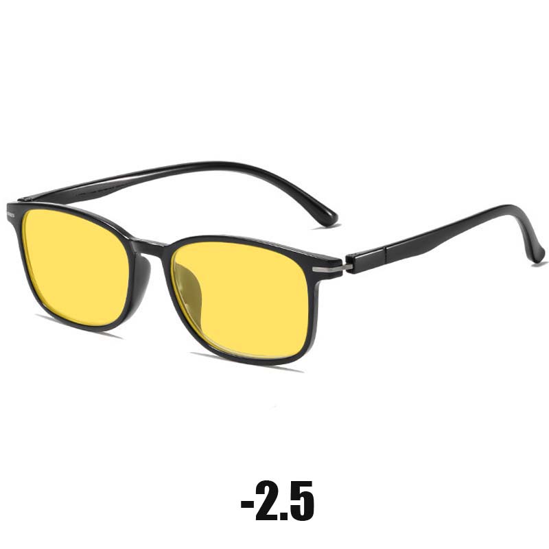 Ochelari de vedere nocturnă anti-reflexie pentru femei și bărbați, ochelari de vedere cu ramă pătrată ultraligeri, Retro Minus Eyewear To-4.0