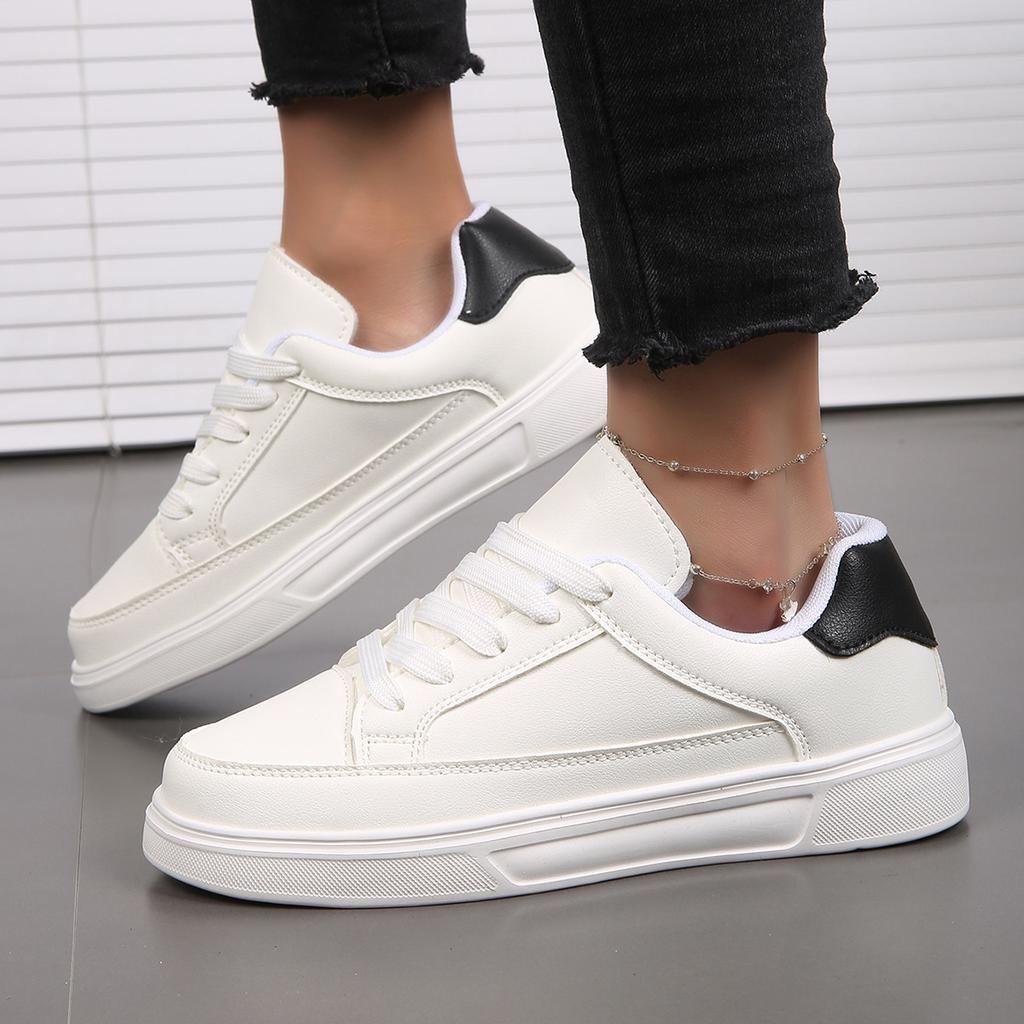 New little white shoes men's and women's versatile student sports flat-bottomed casual thick-soled heightening board shoes