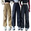 Solid Color High Waist Trousers Straight Sweat Pants Women Fashion Wide Leg Loose Pants  Sports