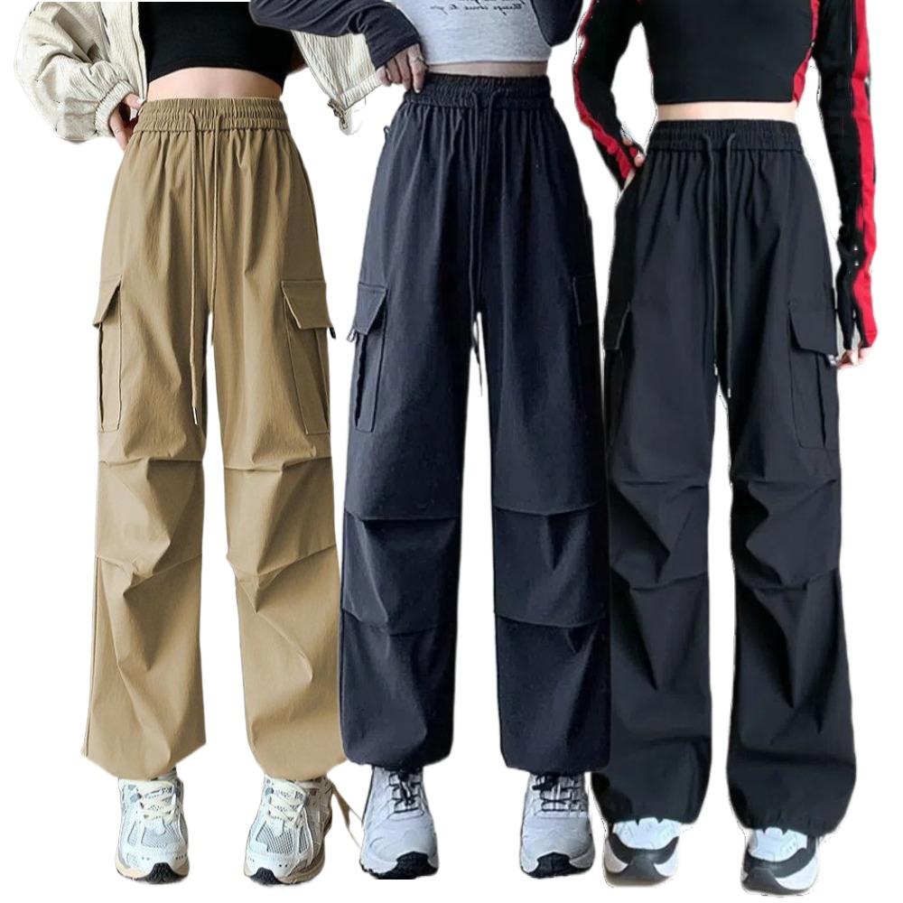 Solid Color High Waist Trousers Straight Sweat Pants Women Fashion Wide Leg Loose Pants  Sports