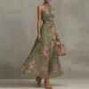 Spring New Women's Clothing, European and American, Fashionable and Elegant Printed Neck-and-waist Dress
